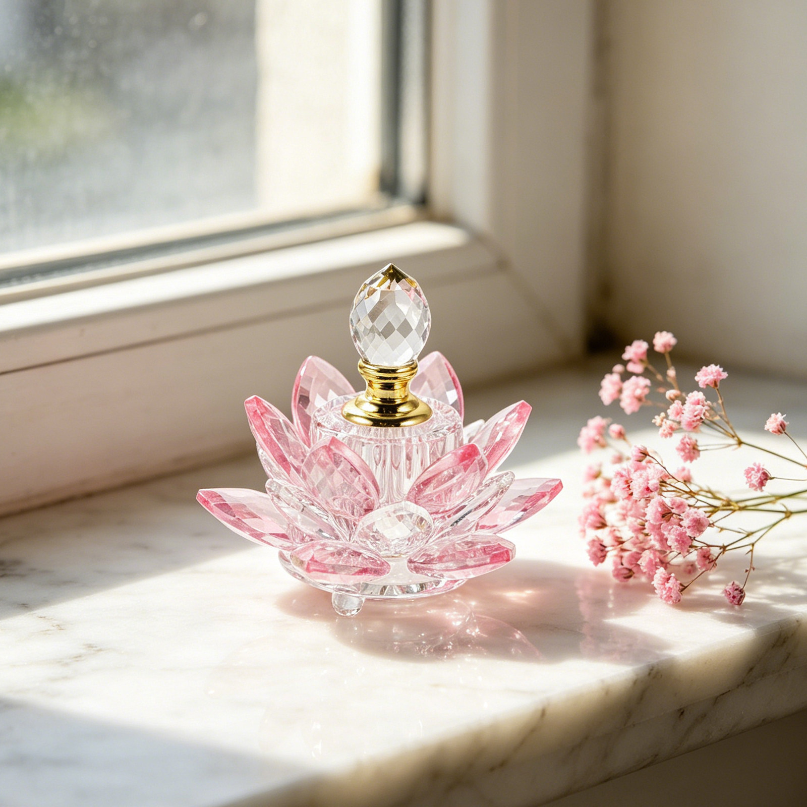 Perfume Refill Bottle - Refillable Crystal Lotus Flower Perfume Bottle